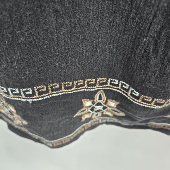 Caslon Black Embroidered Boho Peasant Tassels Tunic Midi Dress Large - Picture 10 of 13